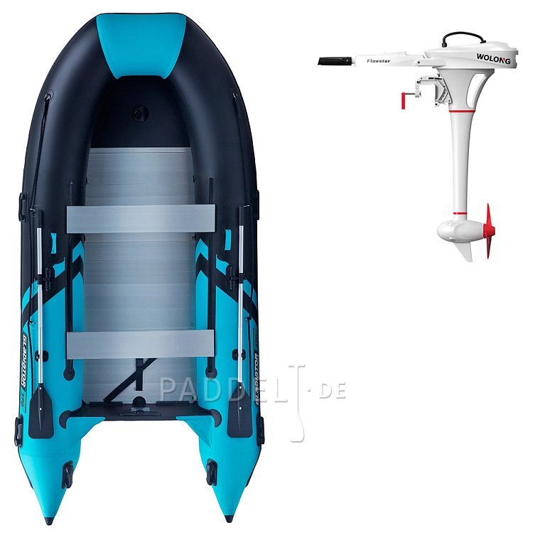 Schlauchboot GLADIATOR CLASSIC B370AL black turquoise mit Aluminiumboden