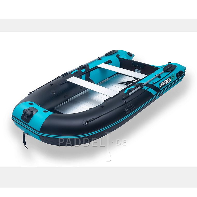 Schlauchboot GLADIATOR CLASSIC B370AL black turquoise mit Aluminiumboden