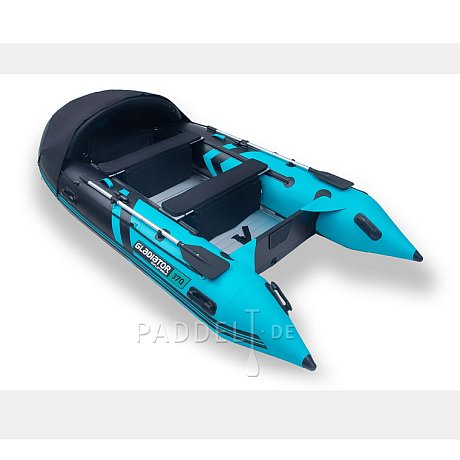 Schlauchboot GLADIATOR CLASSIC B370AL black turquoise mit Aluminiumboden