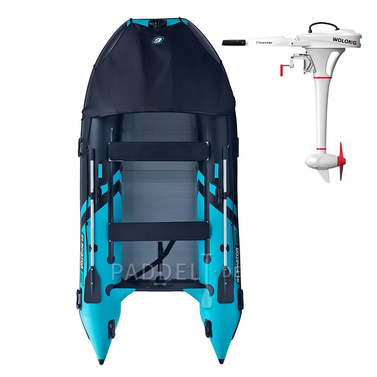 Schlauchboot GLADIATOR CLASSIC B370AL black turquoise mit Aluminiumboden