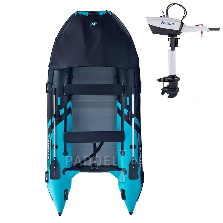 Schlauchboot GLADIATOR CLASSIC B370AL black turquoise mit Aluminiumboden