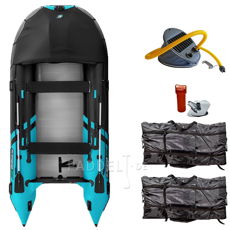 Schlauchboot GLADIATOR ACTIVE C420AL black turquoise mit Aluminiumboden