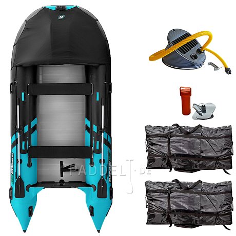 Schlauchboot GLADIATOR ACTIVE C420AL black turquoise mit Aluminiumboden