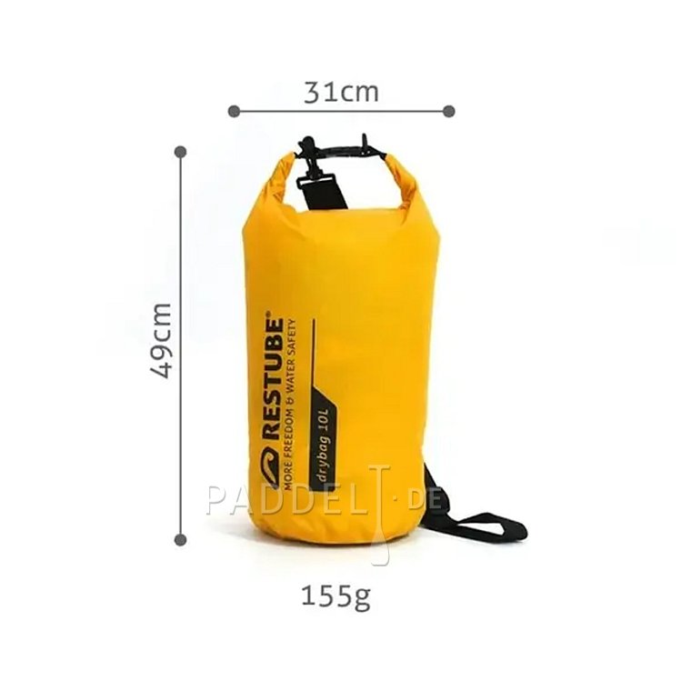 Dry Bag RESTUBE 10l Gelb - Wasserdichter Trockensack für SUP