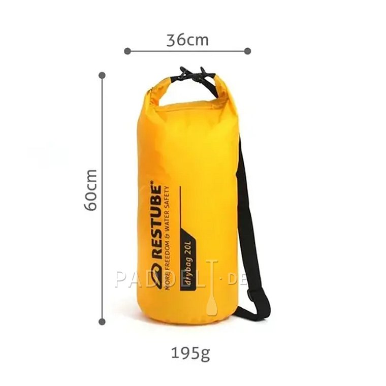 Dry Bag RESTUBE 20l Gelb - Wasserdichter Trockensack für SUP