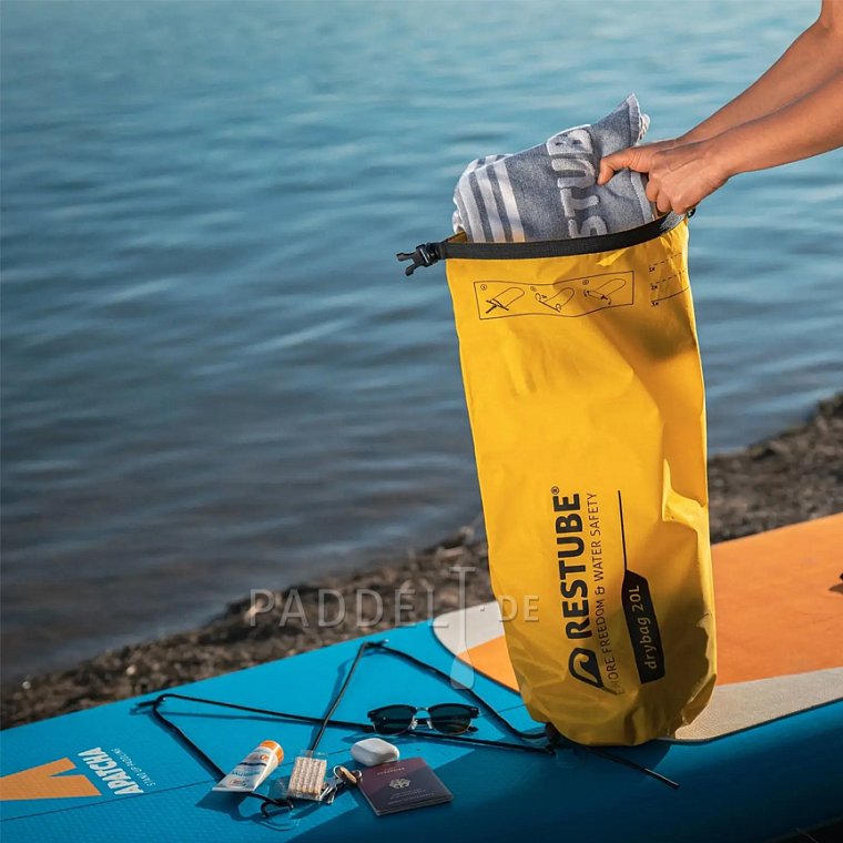 Dry Bag RESTUBE 20l Gelb - Wasserdichter Trockensack für SUP